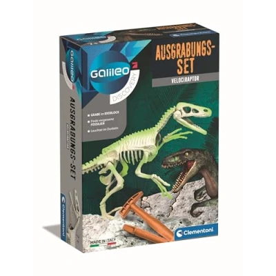 Bild av Clementoni Galileo Discovery utgrävningsset Velociraptor, leksak för barn från 7 år, gräva upp dinosauriefossiler med hammare och mejsel, små forskare av 59174