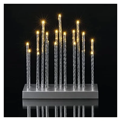 Bild av EMOS LED ljusstake med 19 ljus, silverglänsande effekt, batteridriven 3 x AA, inomhus IP20, 6/18 h timerfunktion, 28, 5 25 cm, DCAW02