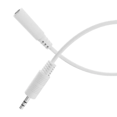 Bild av HDSupply Extra förlängningskabel, 10,00 m 3 polig stereojack 3,5 mm ljud, ljudkabel för hörlurar, soundbar, TV, bil, radio, vit