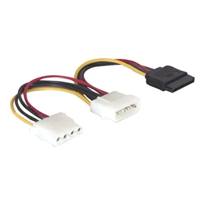 Bild av DeLock 60103 kabel Power SATA HDD &gt; 2 x 4 stift kontakt/uttag strömkabel intern 1 15 pol/SATA till stiftskontakt poluttag 16,5 cm