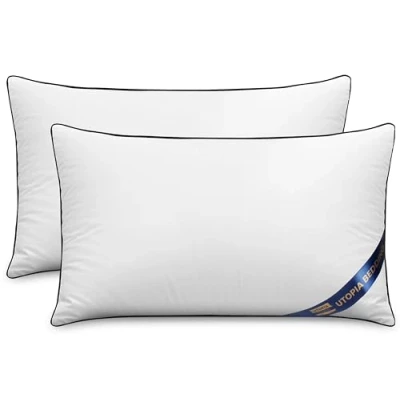 Bild av Utopia Bedding set om 2 kuddar, kuddfyllning för säng och som prydnadskuddar, soffkuddar, prydnadskuddar soffa (2, Vit, 30 x 50 cm)