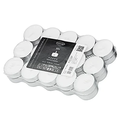 Bild av EDZARD 30 stycken värmeljus vit, premium vax, aluminiumkopp, diameter 39 mm, utan doft, brinntid 4 timmar