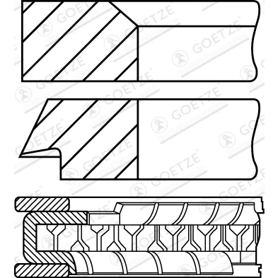 Bild av GOETZE ENGINE 08 214100 10 Jeu De Segments Pistons 79,96 FORD: ESCORT 4, 3, FIESTA 3