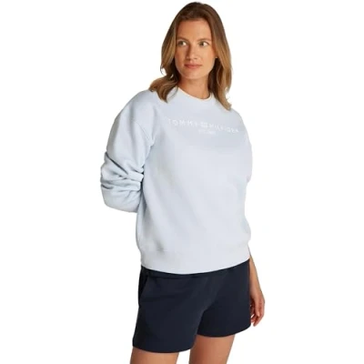 Bild av TOMMY HILFIGER Dam MDRN REG CORP LOGO C NK SWTSHRT WW0WW39791, blå, XS, Blå (Breezy Blue), XS