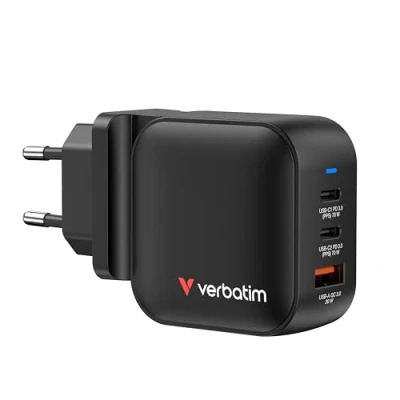 Bild av Verbatim GaN USB laddare 65 W Inomhus, Vägguttag Utgångsström max. 4.5 A 1x C®, Antal utgångar: 2 x GaN, M