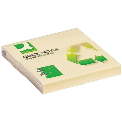 Bild av Q Connect Quick Notes återvunnen 76x76 mm gul (paket med 12) KF05609