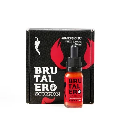 Bild av I LOVE SPICY Brutalero Scorpion 20 ml Fermented Het Chilisås 43.293 SHU (Trinidad Moruga Chilipeppar 80%) Louisiana Style, Hetta 6/5