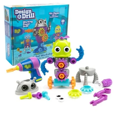 Bild av Learning Resources EI 4177 Design &amp; Drill Workshop, robot, 3 år gamla pojkar och flickor, mint, leksak att ta isär med fungerande barnborr, multi