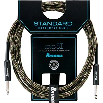Bild av Ibanez SI10 CGR 10 fot 2 raka pluggar standard vävd instrumentkabel kamouflage grön
