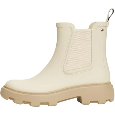 Bild av Tommy Hilfiger Rubber FLAG Cleated Rainboot Gummistövlar, Storlek: 41, Newsprint Skinnimitation/textil