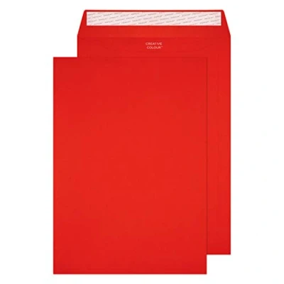 Bild av Blake Creative Colour C4 229 x 324 mm 120 gsm Peel &amp; Seal fickkuvert (406P) pelarlåda röd förpackning med 250
