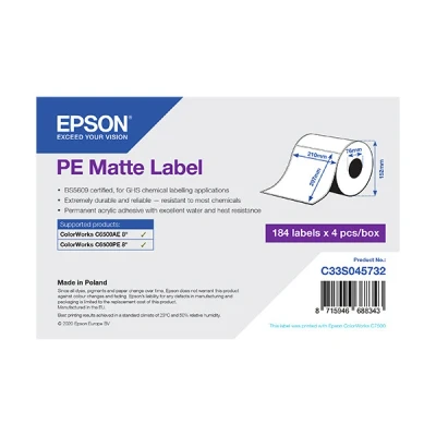 Bild av Epson PE Matt 210 x 297.4 mm 736 etikett (er) (4 rulle/rullar 184) matrisskurna etiketter för ColorWorks CW C6500Ae, C6500Pe