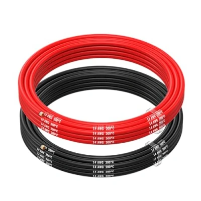 Bild av MMOBIEL 14 AWG Elektrisk Silikonkabel Gauge (2,08 mm²) Förtennad Kopparkabel 2 Separata Kabeln Röd &amp; Svart Varje 2,5m / 8,2ft för RC, Drönare, 3D Skrivare, Batterier, Högtalarkablar, Led Strips