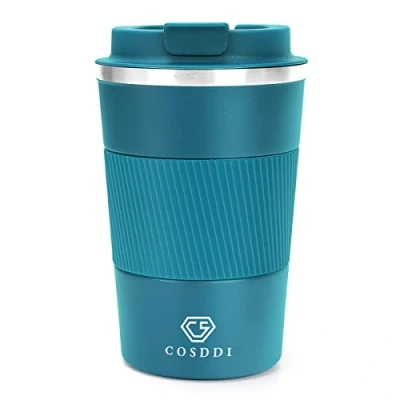Bild av CS COSDDI Resemuggar, isolerad kaffekopp med läckagesäkert lock, återanvändbara kaffekoppar för resor, bilkaffekopp, termosmugg i rostfritt stål varma och kalla drycker, kaffe, vatten te