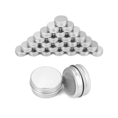 Bild av QWORK® 30 x krämburkar i aluminium med lock, runda tomma burkar för sortering av cremelotion smycken (15 ml)
