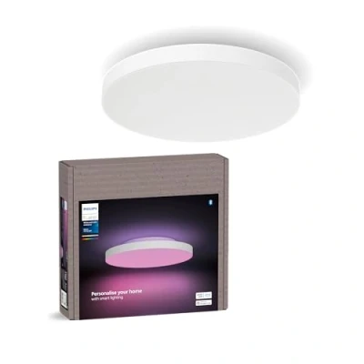 Bild av Philips Hue Datura Smart Ceiling Panel, Liten Rund 38.4 x cm, Vit och Färgad Belysning, Bluetooth Kompatibel, Röststyrning med Alexa, Apple Home Google Assistant