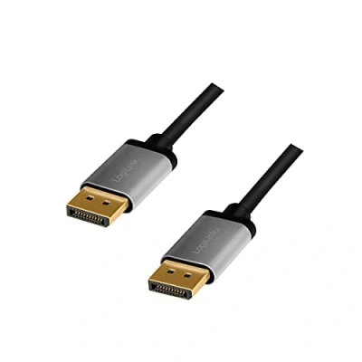 Bild av LogiLink CDA0100 DisplayPort anslutningskabel 4K/60 Hz, aluminium, svart/grå, 1 m