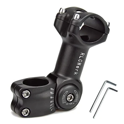 Bild av Relangce Bike Stem Riser 31,8 x 110 mm, förlängare för cykelstyre 0 60 grader justerbar, MTB mountainbike aluminiumlegering kaliber höjare, svart (31,8 mm 110)