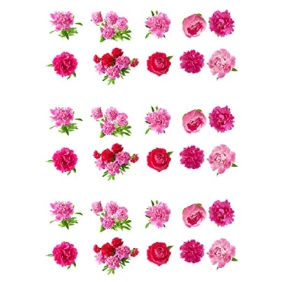 Bild av Top That 30 underbara rosa pioner blomma ätbara kakor papper tårtdekorationer