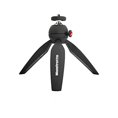 Bild av Manfrotto MTPIXIMII B, PIXI Mini kamerastativ med handgrepp för kompakta systemkameror, DSLR, spegellös, video, tillverkad i Italien, Technopolymer och aluminium, bordsstativ, svart