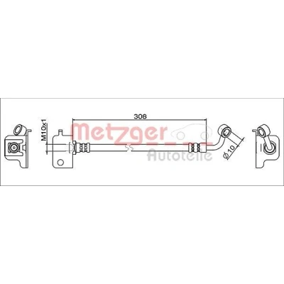 Bild av METZGER 4111566 Flexible De Frein Essieu avant droit 304 HYUNDAI: i10 II 3/5 portes