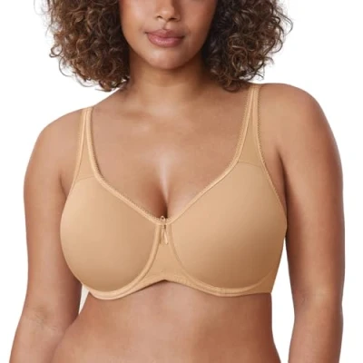Bild av DELIMIRA T shirt Dam Full Täckning Plus Size Sömlös Vadderad Bygel bh Naturlig 90D