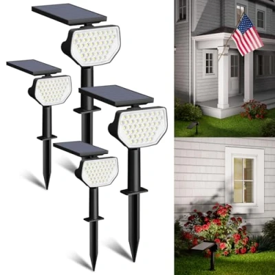 Bild av Lepro Solar Spotlights för Utomhus, Lights Utomhus Kallvit Trädgård 6 500K och IP65 Vattentät, 43 LED Kraftfulla Garden Lampor Gården, Uteplats, Uppfart, Träd, 4 Stycken