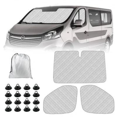 Bild av JinsenTGG 3 st. Technology termomat ersättning för Renault Trafic 2015 2024/Vivaro 2014 2018/NV300 2021/Talento 2016 2020, hytt, aluminiumfolie, vikbart solskydd, vindruteskydd