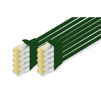 Bild av DIGITUS LAN Kabel Cat 6A 0,5m 10 stycken RJ45 nätverkskabel S/FTP Skärmad Kompatibel med 6 &amp; 7 Grön