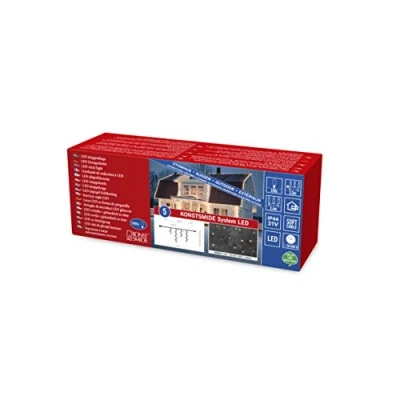Bild av Konstsmide LED systemförlängning, isregnljusslinga, 100 bärnstensfärgade dioder, utomhus (IP44), svart mjuk kabel 4811 807