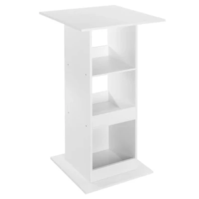 Bild av WOLTU Bbord bistrobord barbord köksbord diskbord, fyrkantigt bord med 3 hyllfack, för bar kök vardagsrum, av trämaterial, bordshöjd 112 cm, vit, BT36ws