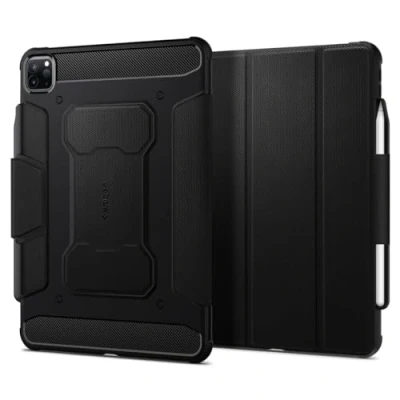 Bild av Spigen Rugged Armor Pro fodral Kompatibelt med iPad 12,9 tums Generation 6 2022 5 2021 Hållare för Apple Pencil (2:a generationen) Svart
