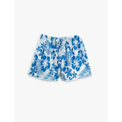 Bild av Koton Flickor pleated blommigt tryckt dragsko shorts, Blå design (6 d4), 5 6 år