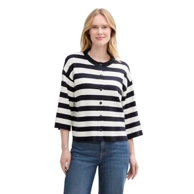 Bild av TOM Tailor Striped Kofta navy/offwhite, Storlek: XXL, Navy/offwhite