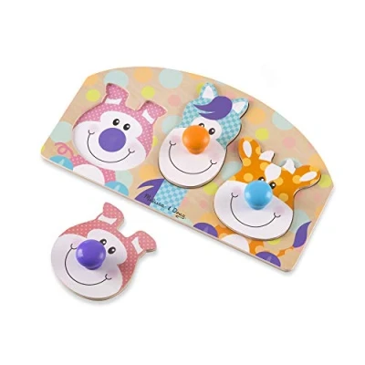 Bild av Melissa &amp; Doug First Play trä jumbo knopp gård djur pussel (3 st)