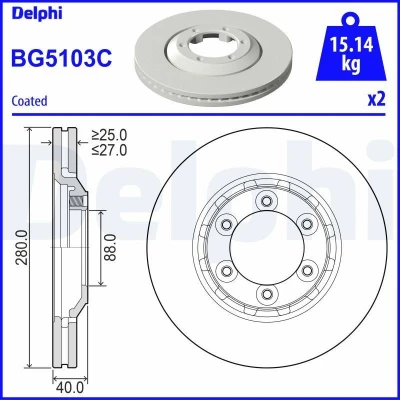 Bild av Bromsskiva DELPHI BG5103C