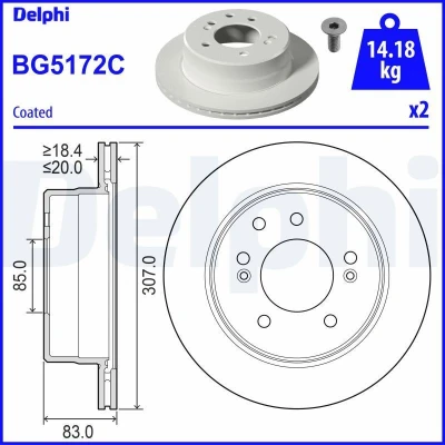 Bild av Bromsskiva DELPHI BG5172C