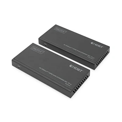 Bild av DIGITUS DS 55512 HDMI KVM Extender (HDBaseT) UHD 4K/30 Hz 40 m via LAN kabel (HDBaseT 70 m) Set: Sändare &amp; Mottagare IR Infraröd HDCP 2.2/1.4 HDBaseT 1.0