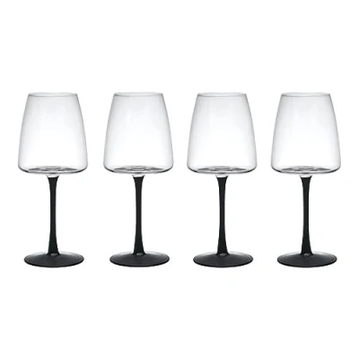 Bild av MIKASA Palermo Crystal vita vinglas set med 4, 400 ml, vitt svarta stjälkar 100% blyfri kristall presentförpackning och diskmaskinssäker