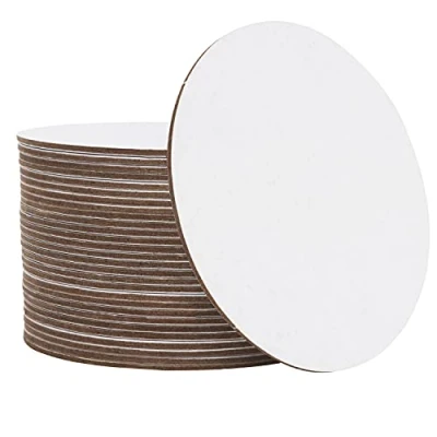 Bild av Belle Vous Runda Underlägg av Papp (100 Stycken) 9 cm i Diameter Blank Vit Kartong Ölunderlägg för DIY Konst och Hantverksprojekt, Hem Väggdekorationer