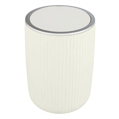 Bild av WENKO Svänglockshink Agropoli L krämvit, kosmetisk hink med svänglock, badhink, 5,5 l, plast, vit, 19 x 27 cm