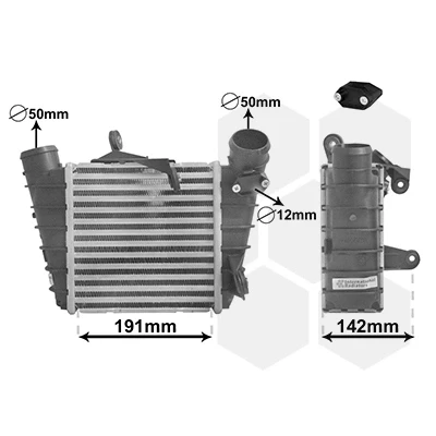 Bild av VAN WEZEL 58004213 Intercooler avec bouchon/couvercle, sans senseur de pression, alésage pour capteur SEAT: Ibiza 3, Córdoba II Berline