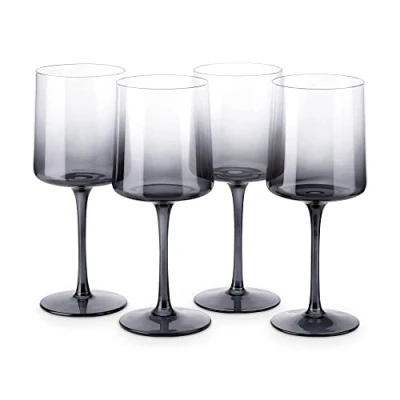Bild av Navaris grå tonat vinglas 4 set färgade med stam stilfulla designglasvaror för servering av vincocktails desserter