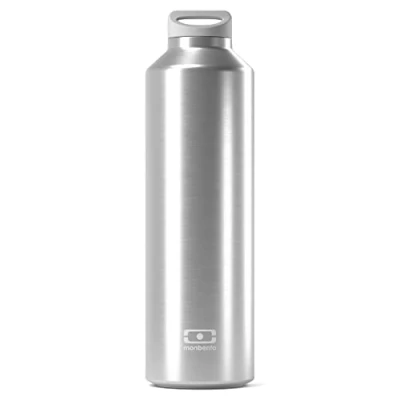 Bild av MONBENTO Isotermisk vattenflaska MB Steel Silver 500 ml rostfritt stål läckagesäker infusor håller drycker varm/kallt i upp till 12 timmar perfekt för te, kaffe BPA fri