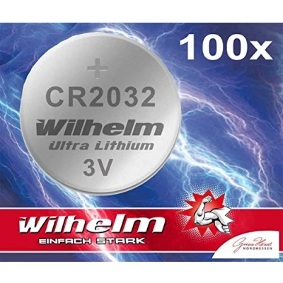 Bild av 100 x knappcell CR2032 Wilhelm batteri litium 3 V CR 2032 industrivara.