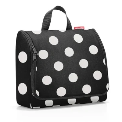 Bild av reisenthel toiletbag XL praktisk necessär med krokar, vattenavvisande material, Prickar vita, En storlek, cosmetics
