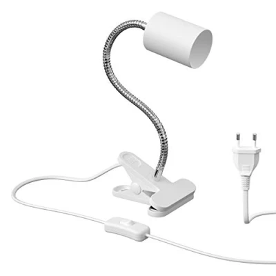Bild av ledscom.de klämlampa, svanhals WAIKA, strömbrytare, vit matt, 1x GU10 max. 15W, svanhals, klämma, skruvlampa, bordslampa, bordslampa
