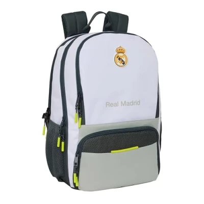 Bild av Safta REAL MADRID UTRUSTNING 25/26 Padelryggsäck, sportryggsäck, idealisk för olika åldrar, bekväm och mångsidig, kvalitet styrka, 30 x 17 42 cm, Vit, M, Avslappnad