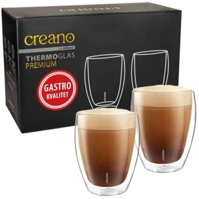 Bild av Creano PREMIUM dubbelväggiga dricksglas 400 ml set om 2 gastronomikvalitet 100 % diskmaskinssäker nyhet 2024