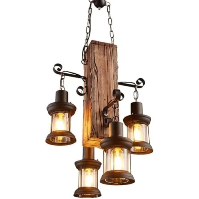 Bild av E27 retro pendellampa trä hängande belysning vintage industriell lampa kreativ antik loft lampor personlighet matsal ljuskrona justerbar höjd järn glas vardagsrum barlampa